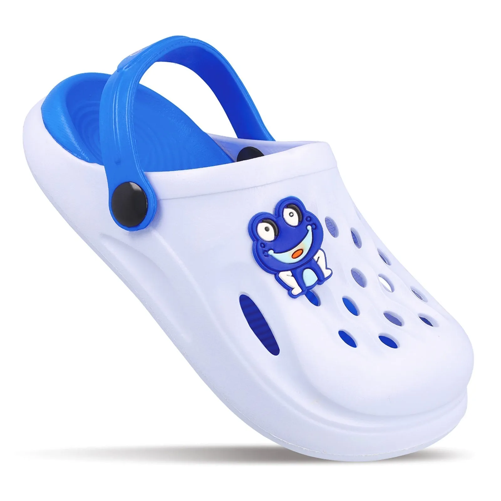 Walkaroo Basix Kids Solid Clog Sandals  - WK360 White Blue