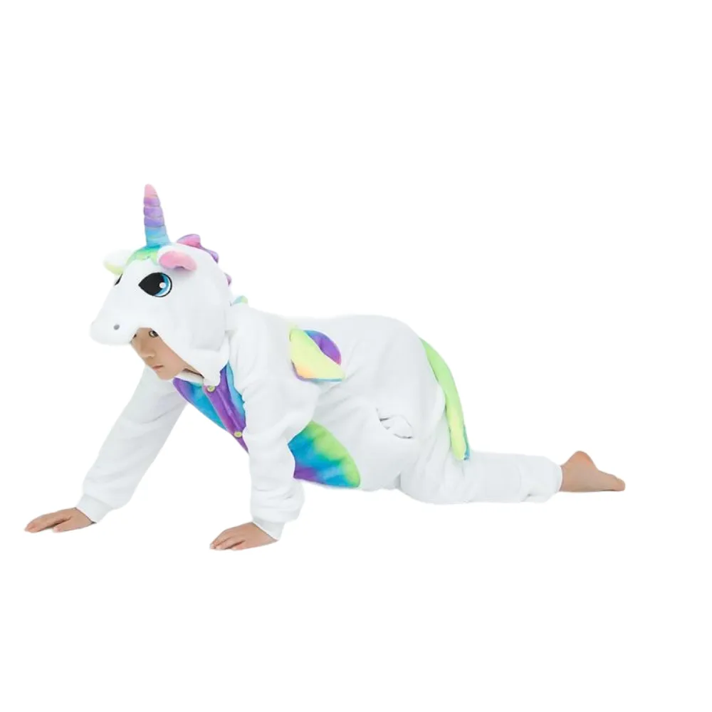 White Unicorn With Rainbow Wings Kids Onesie