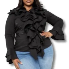 WOMEN VOLUMINOUS RUFFLE TOP